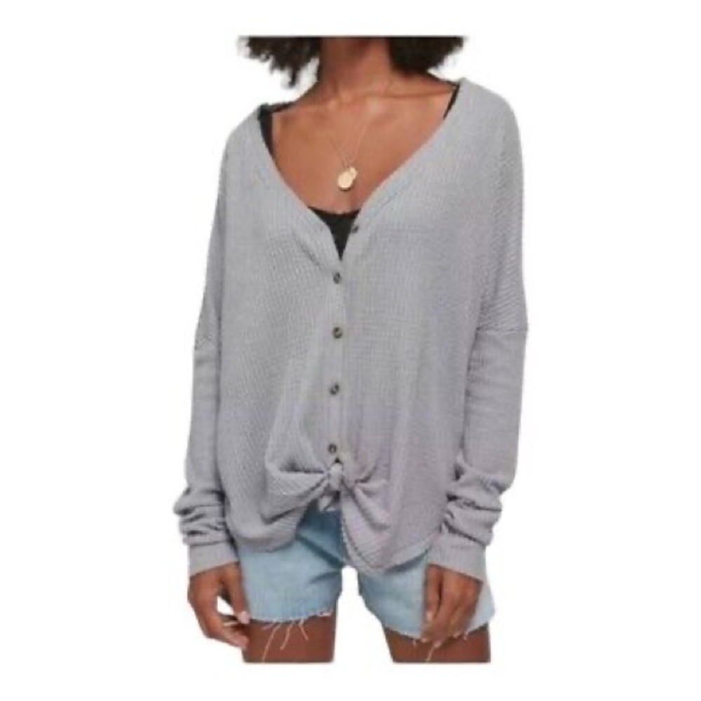 Gray women’s casual button down from urban outfitters